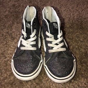 Black glitter high top Vans